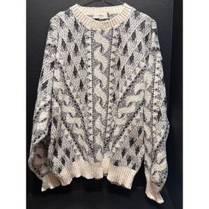 Boundary Waters Men's L 100% Cotton Nordic Fair Isle Sweater Y2K Grandpacore USA